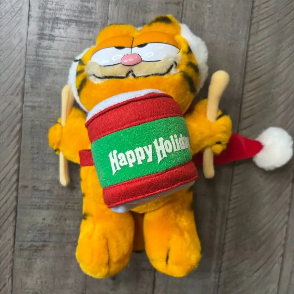 Vintage Garfield Christmas Plush – Santa Hat & 